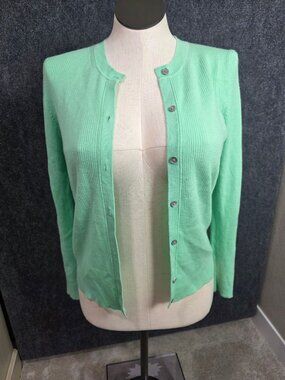 Banana Republic Womens Mint Green Button-Front Cardigan Sweater Size L 100% Meri